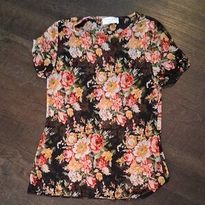 Lavender Field Black Floral Blouse